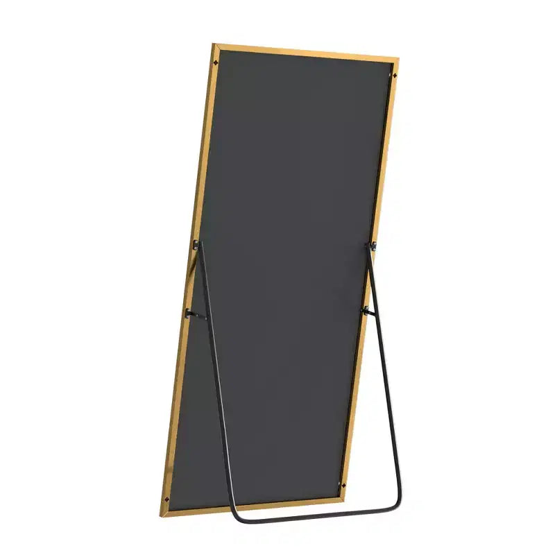 Specchio a figura intera da 150 cm, cornice rettangolare in lega di alluminio con staffa, oro