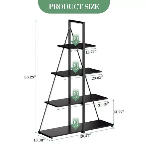 Libreria a Scaletta a 4 Ripiani con Struttura a A a Vela, Robusto Scaffale Espositivo