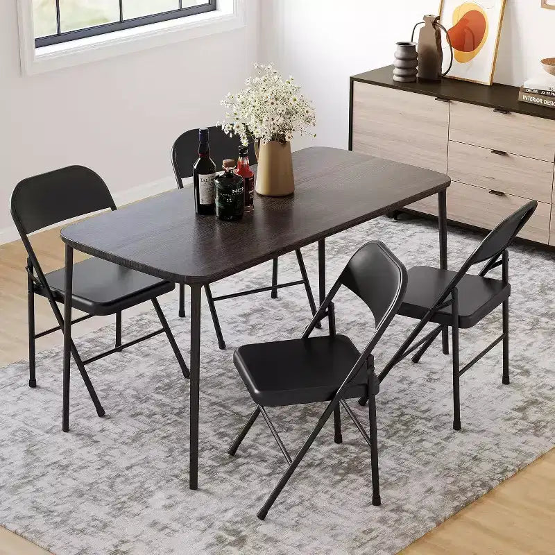 Acekool Lot de 6 Chaises Pliantes Noires Entièrement en Acier, Structure Métallique, Supporte jusqu'à 158 kg, Portables pour Événements Intérieurs et Extérieurs