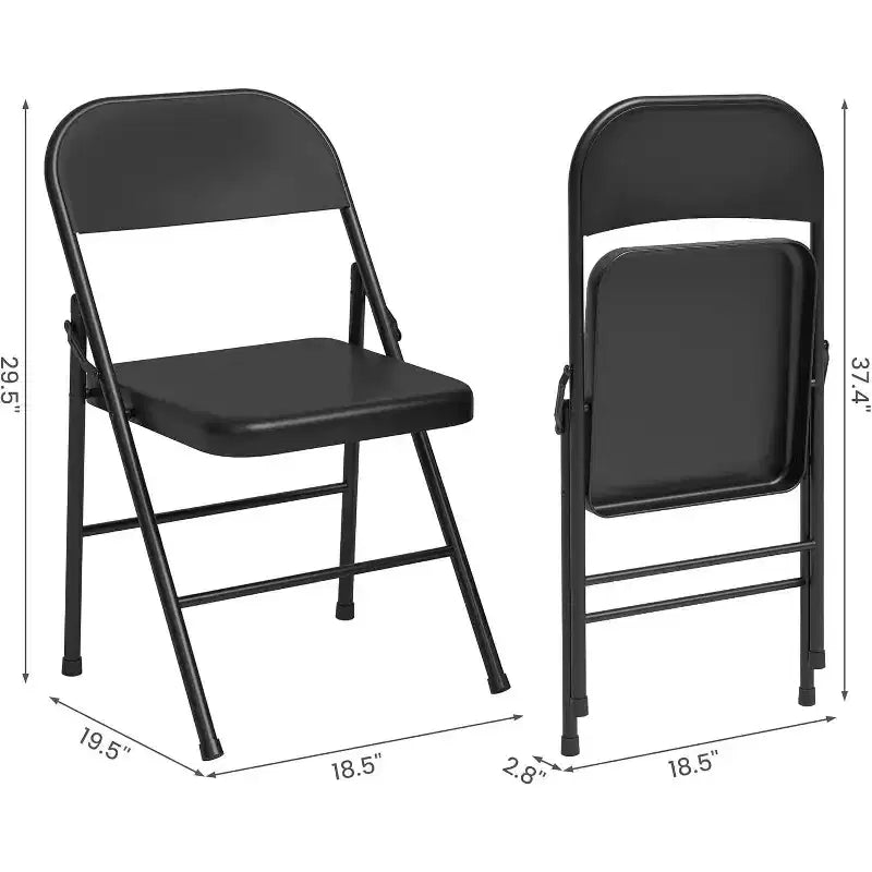 Acekool Lot de 6 Chaises Pliantes Noires Entièrement en Acier, Structure Métallique, Supporte jusqu'à 158 kg, Portables pour Événements Intérieurs et Extérieurs
