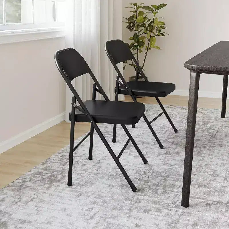 Acekool Lot de 6 Chaises Pliantes Noires Entièrement en Acier, Structure Métallique, Supporte jusqu'à 158 kg, Portables pour Événements Intérieurs et Extérieurs