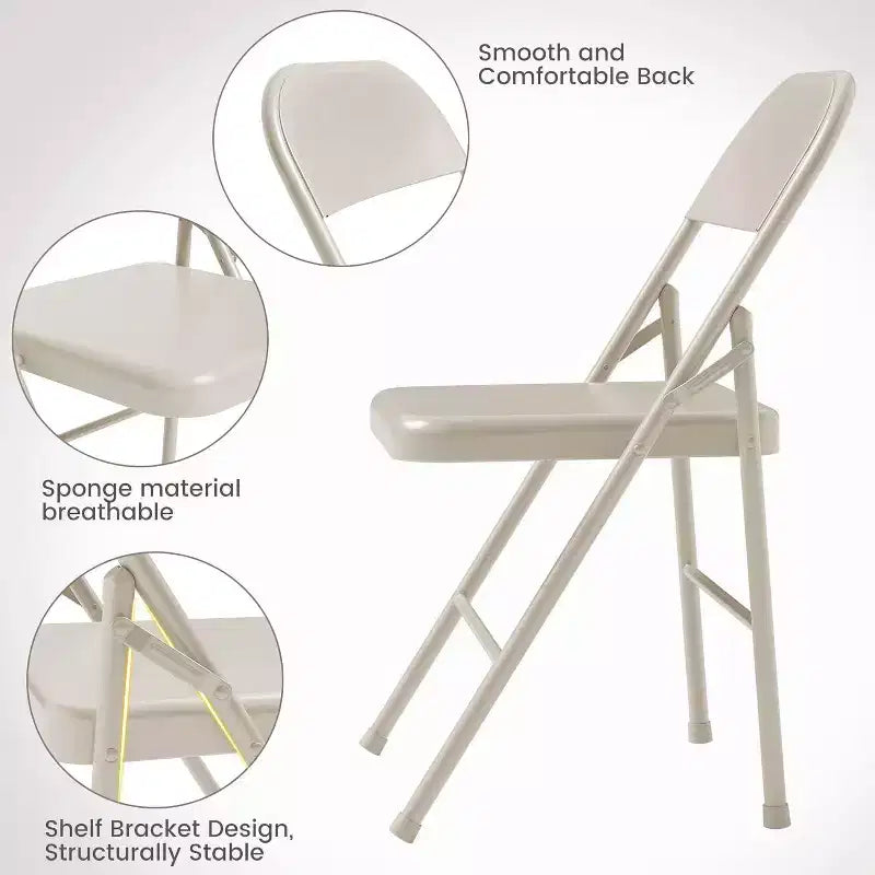 Acekool Lot de 6 Chaises Pliantes Noires Entièrement en Acier, Structure Métallique, Supporte jusqu'à 158 kg, Portables pour Événements Intérieurs et Extérieurs