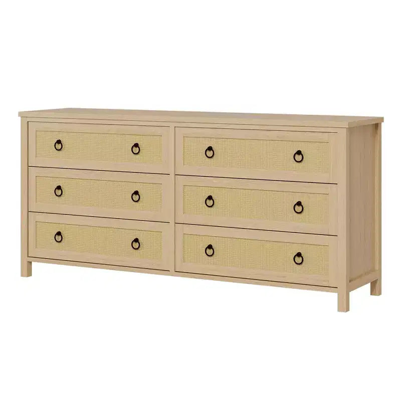 7 Drawer Rattan Dresser,Boho Dresser for Bedroom,Chest of Drawers,Closet Organizer,Natural Wood Dressers Chest for Bedroom,Living Room,Entryway