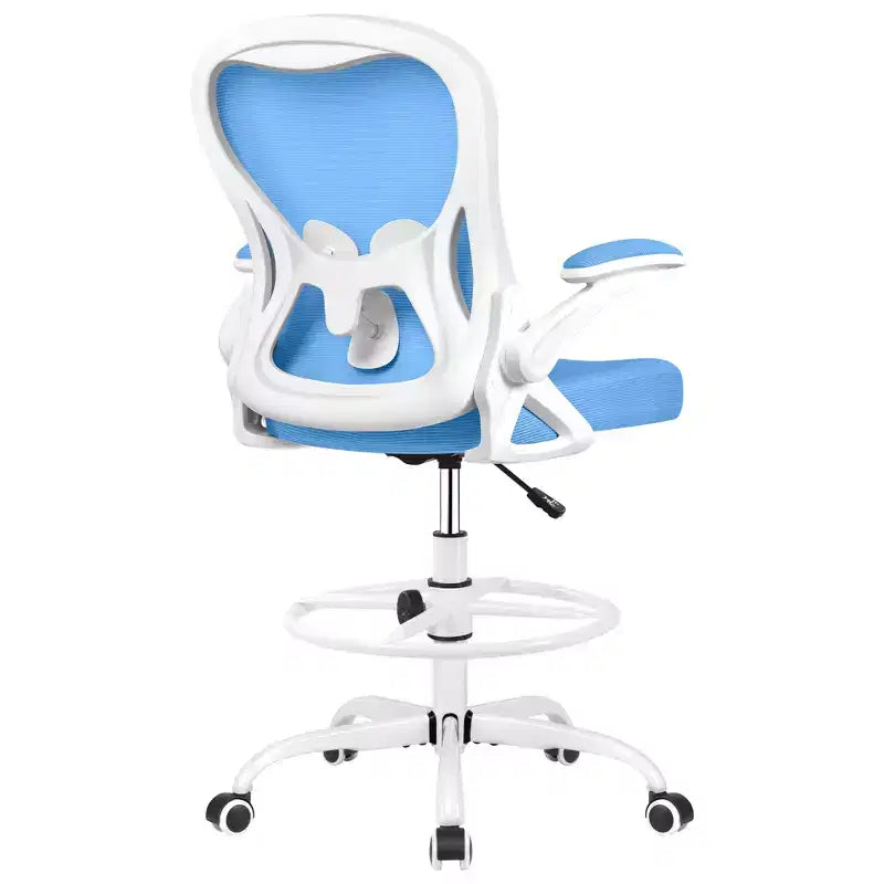 Sedia da Scrivania Alta Ergonomica da Lavoro con Supporto Lombare, Girevole, Blu