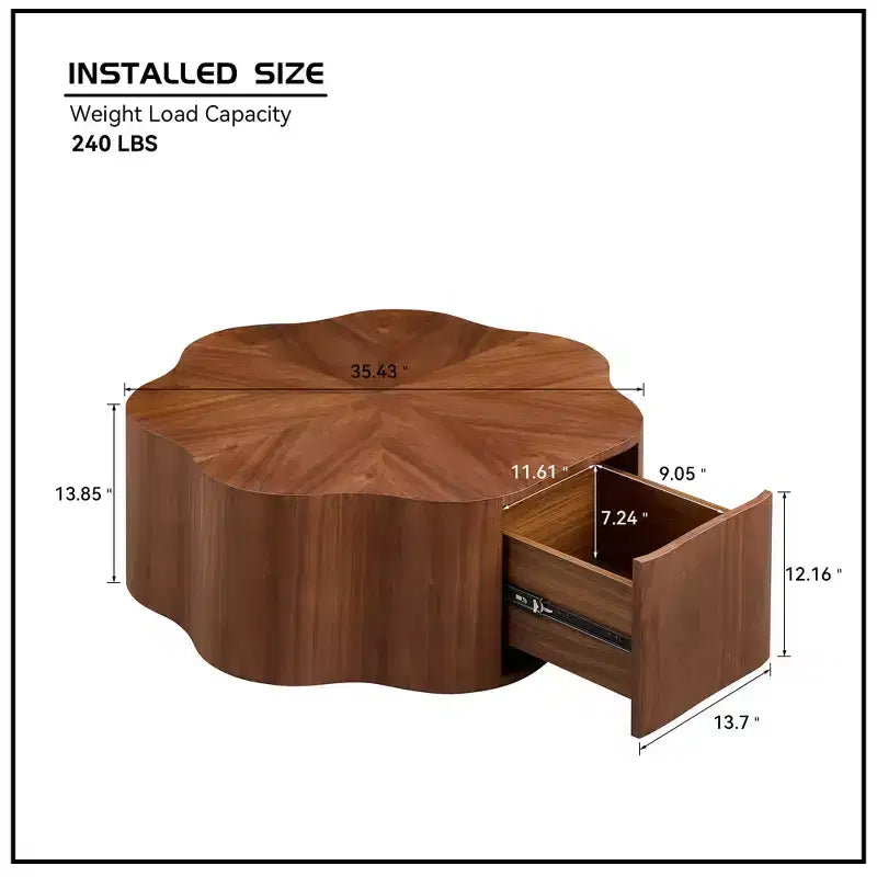 GDFStudio Julian Rustic Wooden Coffee Table with Hidden Drawer