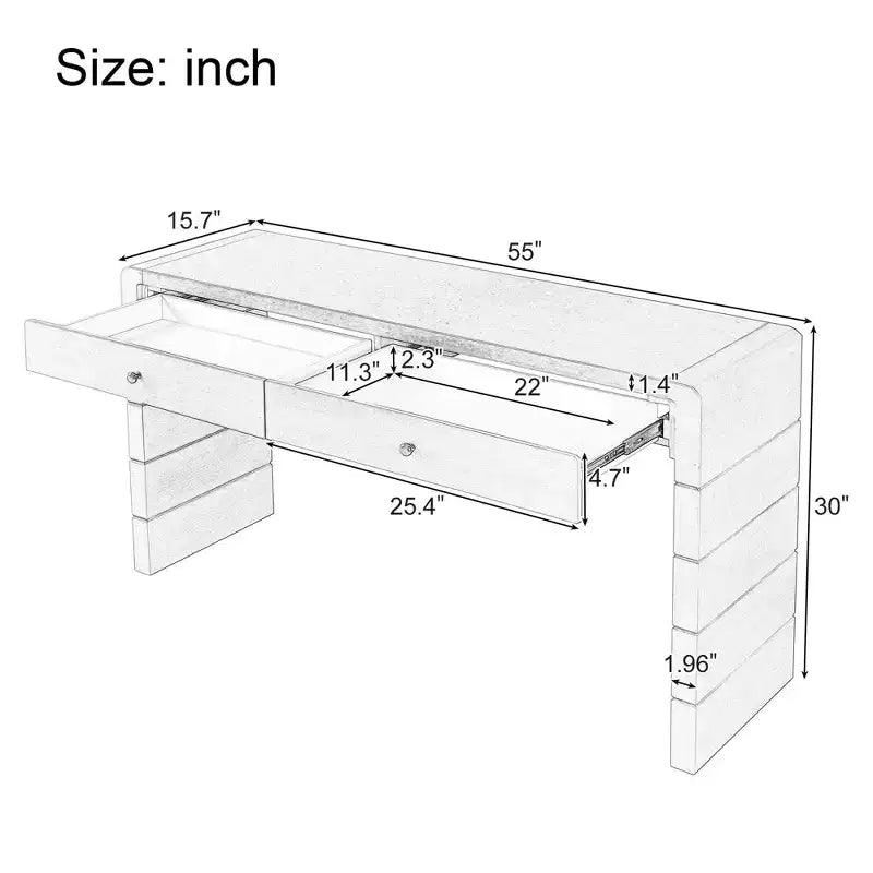 Homy Casa Console Table with Storage Drawers and Solid Panel Base for Entryway or Living Room, Oak