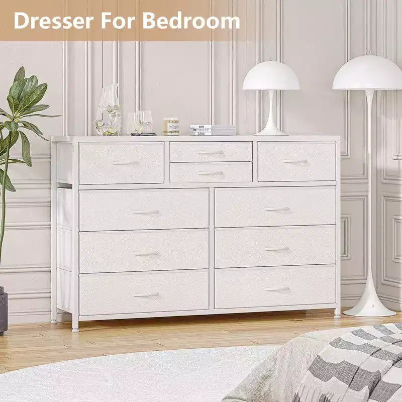 10 Drawers Fabric Dressers for Bedroom, Modern Chest of Drawers