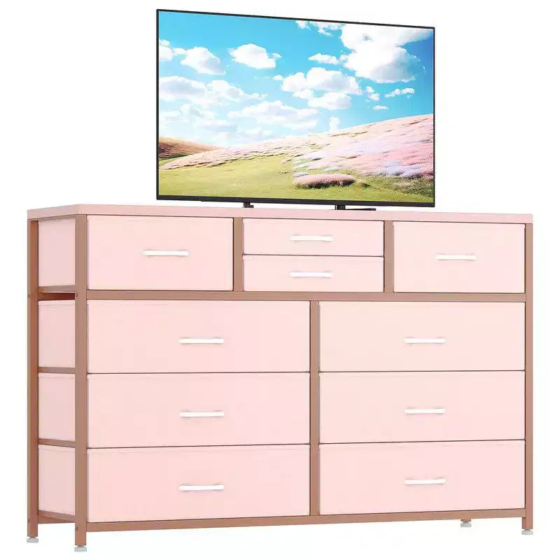 10 Drawers Fabric Dressers for Bedroom, Modern Chest of Drawers