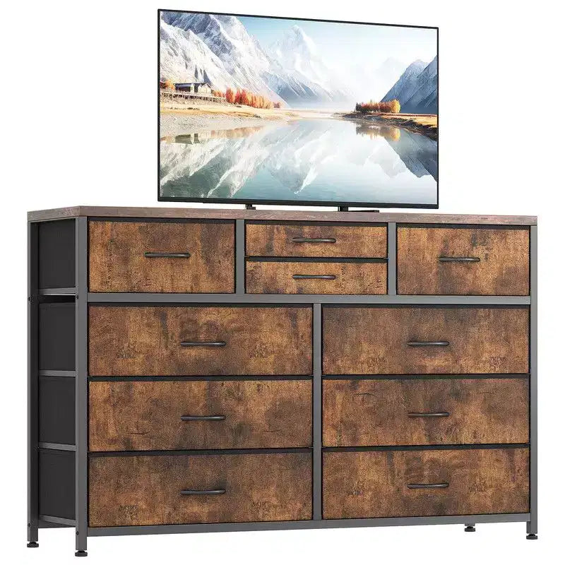 10 Drawers Fabric Dressers for Bedroom, Modern Chest of Drawers