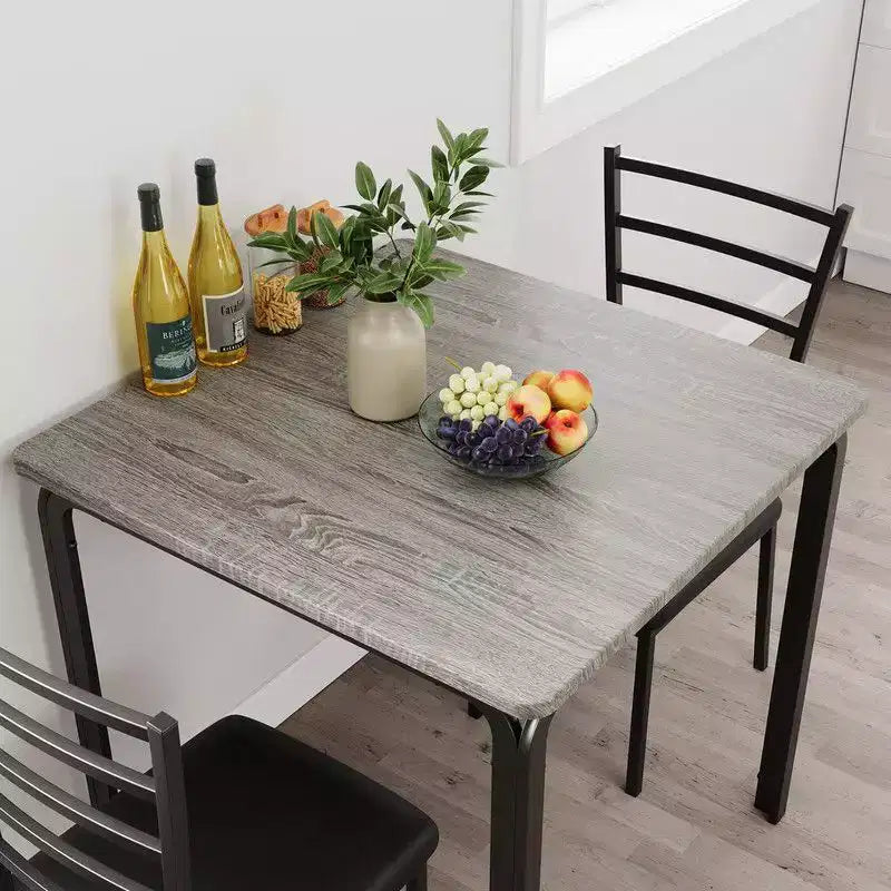 Dining Table with 2 Chairs, Dining Set with Padded Seat, Dining Table Set, Table Kitchen, Small Dining Table with Wood Grain, Metal Legs