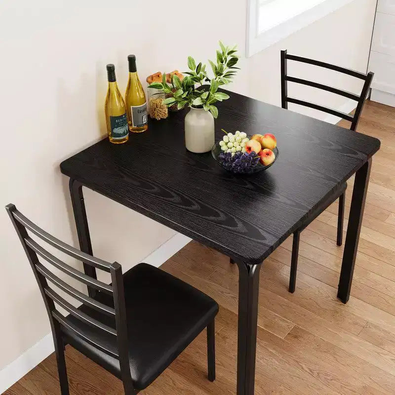 Dining Table with 2 Chairs, Dining Set with Padded Seat, Dining Table Set, Table Kitchen, Small Dining Table with Wood Grain, Metal Legs
