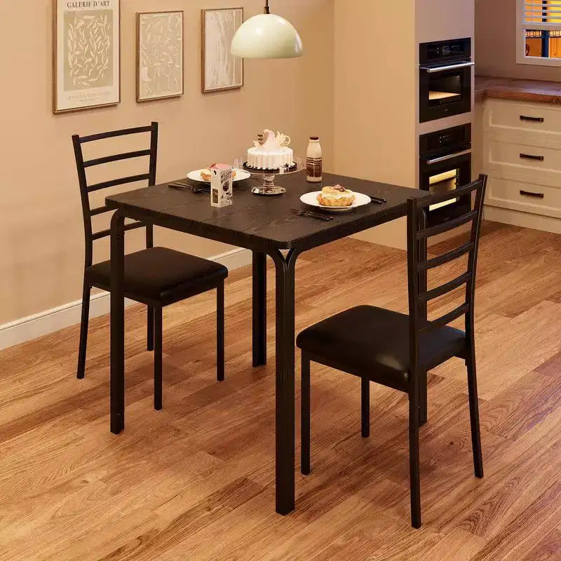 Dining Table with 2 Chairs, Dining Set with Padded Seat, Dining Table Set, Table Kitchen, Small Dining Table with Wood Grain, Metal Legs
