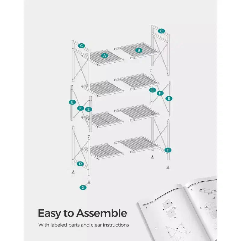 Chariot de rangement roulant à 3 niveaux, cadre entièrement métallique avec côtés en X et étagères en treillis métallique, organiseur mobile de 80 cm de large avec roulettes verrouillables