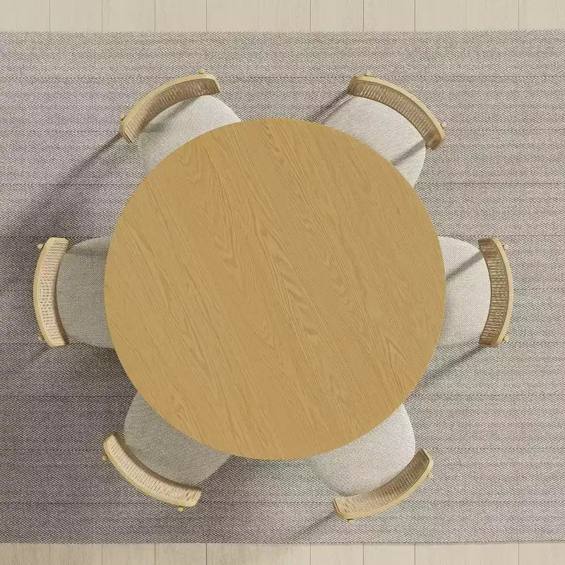 PexFix 52 Solid Wood Round Dining Table Kitchen Table for 4-6 with Tabletop & Concave Cylinder Legs for Living/Dining Room Coffee Office Natural