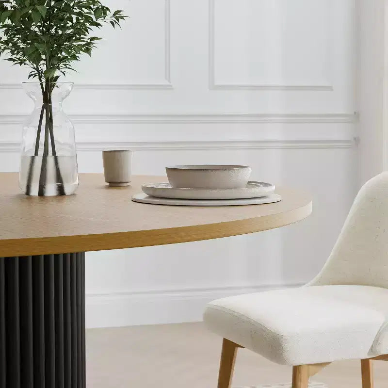 PexFix 52 Solid Wood Round Dining Table Kitchen Table for 4-6 with Tabletop & Concave Cylinder Legs for Living/Dining Room Coffee Office Natural