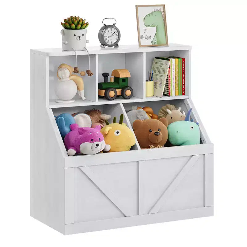 Kids Bookshelf and Toy Storage, Kids Toy Storage Organizer, Toy Storage Cabinet with Toy Shelf, Toddler Bookshelf And Toy Storage Combination