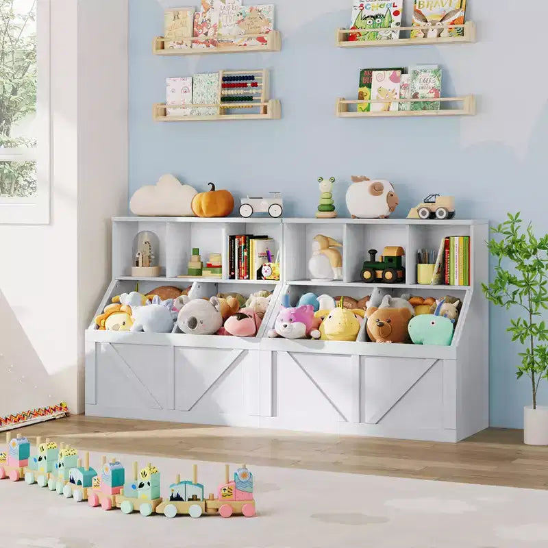 Kids Bookshelf and Toy Storage, Kids Toy Storage Organizer, Toy Storage Cabinet with Toy Shelf, Toddler Bookshelf And Toy Storage Combination