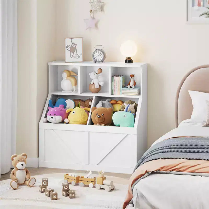 Kids Bookshelf and Toy Storage, Kids Toy Storage Organizer, Toy Storage Cabinet with Toy Shelf, Toddler Bookshelf And Toy Storage Combination