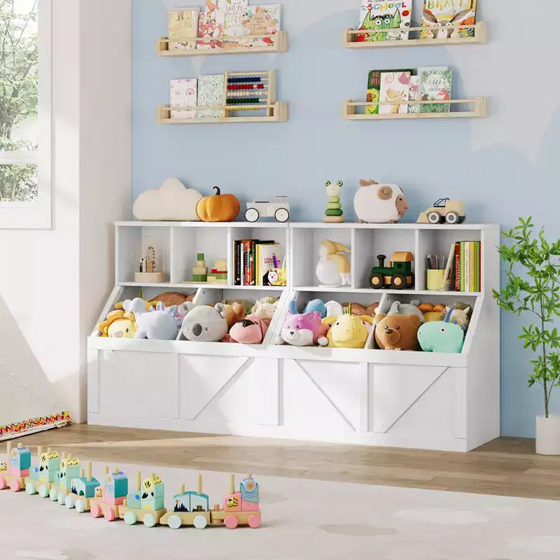 Kids Bookshelf and Toy Storage, Kids Toy Storage Organizer, Toy Storage Cabinet with Toy Shelf, Toddler Bookshelf And Toy Storage Combination