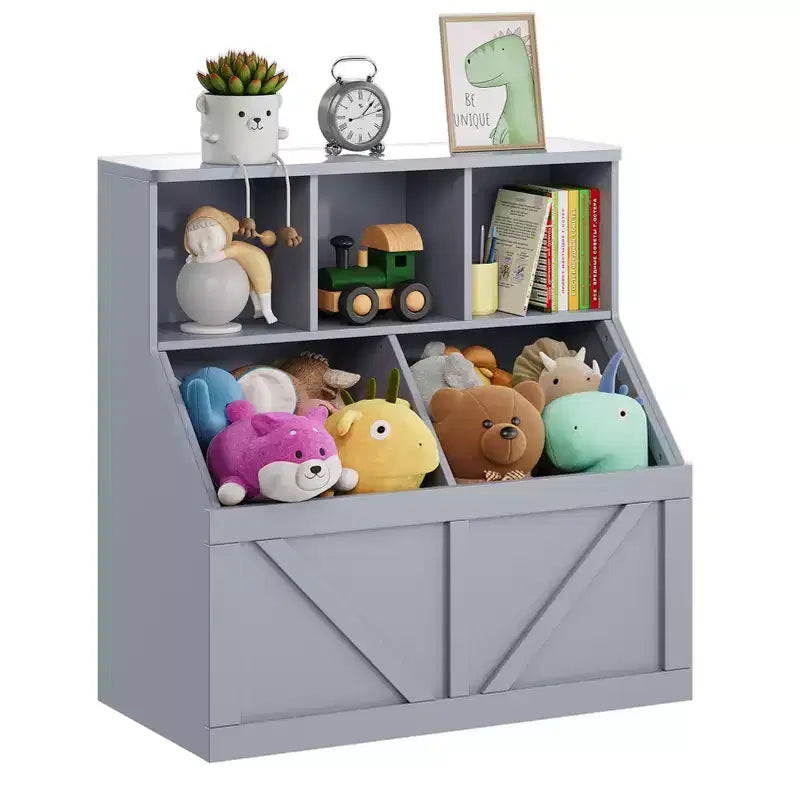 Kids Bookshelf and Toy Storage, Kids Toy Storage Organizer, Toy Storage Cabinet with Toy Shelf, Toddler Bookshelf And Toy Storage Combination