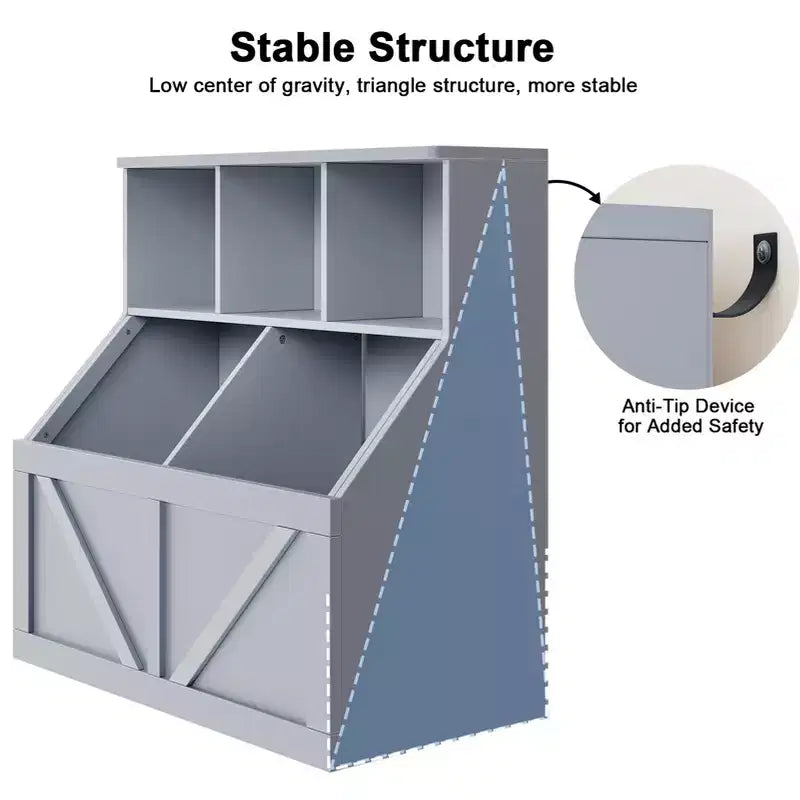 Kids Bookshelf and Toy Storage, Kids Toy Storage Organizer, Toy Storage Cabinet with Toy Shelf, Toddler Bookshelf And Toy Storage Combination