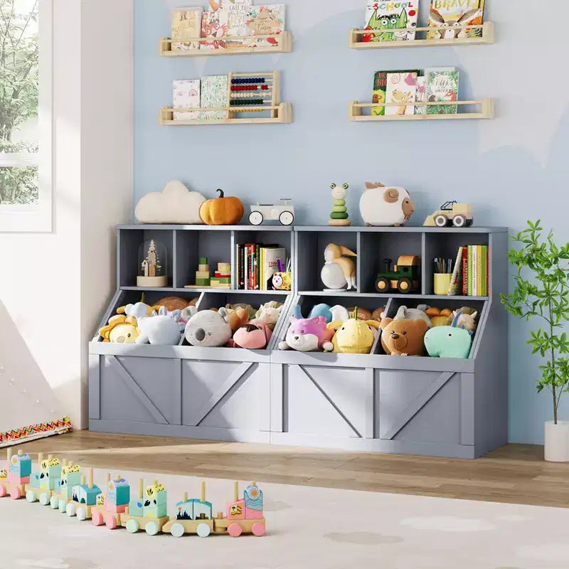 Kids Bookshelf and Toy Storage, Kids Toy Storage Organizer, Toy Storage Cabinet with Toy Shelf, Toddler Bookshelf And Toy Storage Combination