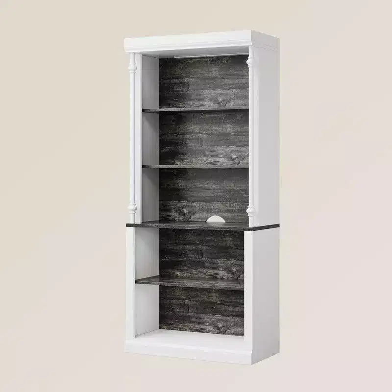 Coolmee Bookshelf with Adjustable Shelves, 5 Tier Display Cabinet with LED Light, Freestanding Display Case for Collectibles Bedroom Living Room