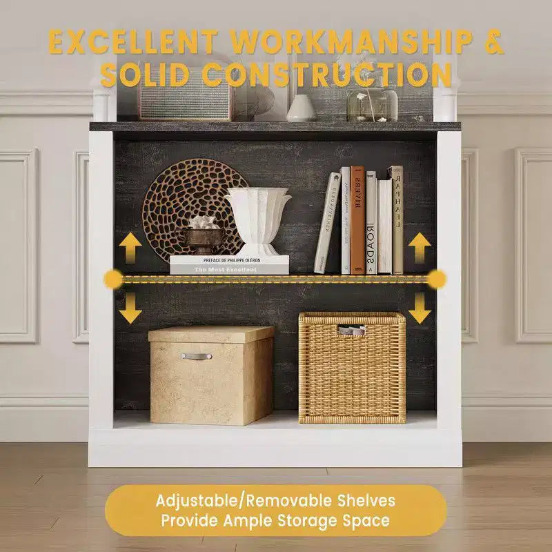 Coolmee Bookshelf with Adjustable Shelves, 5 Tier Display Cabinet with LED Light, Freestanding Display Case for Collectibles Bedroom Living Room