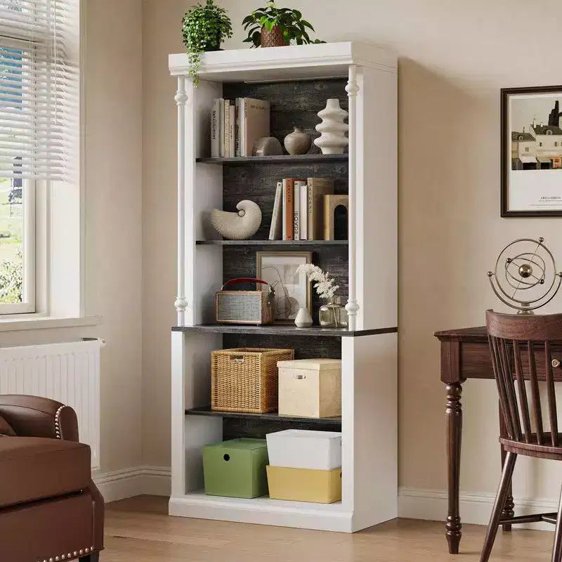 Coolmee Bookshelf with Adjustable Shelves, 5 Tier Display Cabinet with LED Light, Freestanding Display Case for Collectibles Bedroom Living Room