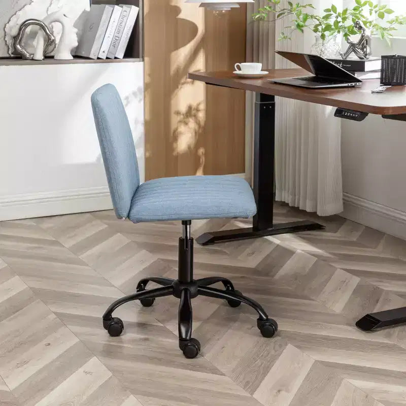 Okak Stylish Armless Office Chair, Ergonomic Desk Chair with Adjustable Height and Wheels, 360 Swivel Chair for Home, Office