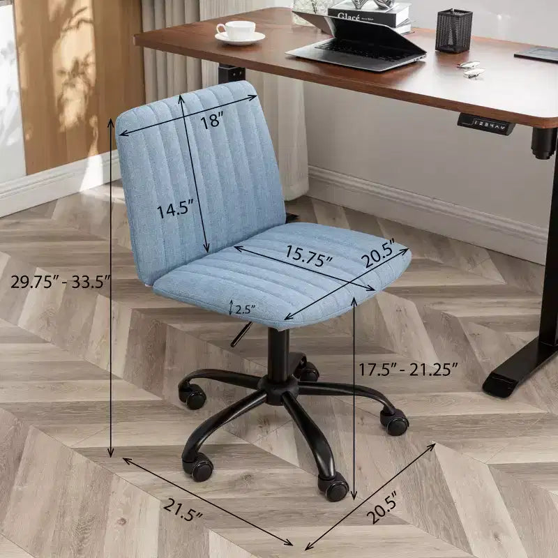 Okak Stylish Armless Office Chair, Ergonomic Desk Chair with Adjustable Height and Wheels, 360 Swivel Chair for Home, Office