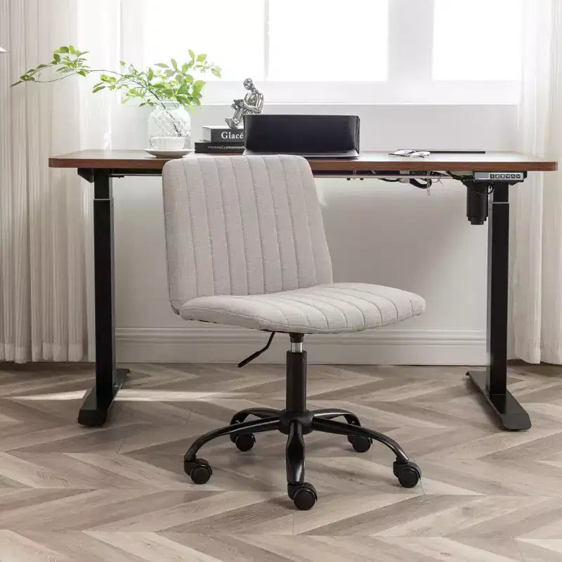 Okak Stylish Armless Office Chair, Ergonomic Desk Chair with Adjustable Height and Wheels, 360 Swivel Chair for Home, Office