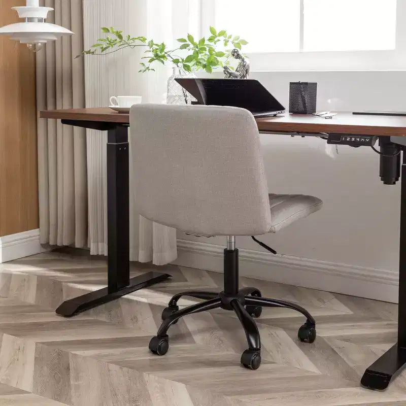 Okak Stylish Armless Office Chair, Ergonomic Desk Chair with Adjustable Height and Wheels, 360 Swivel Chair for Home, Office
