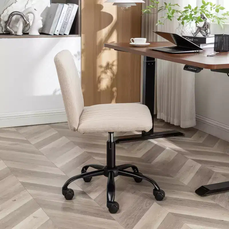 Okak Stylish Armless Office Chair, Ergonomic Desk Chair with Adjustable Height and Wheels, 360 Swivel Chair for Home, Office