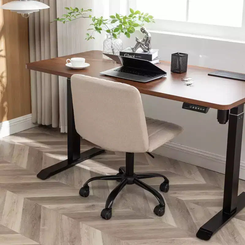 Okak Stylish Armless Office Chair, Ergonomic Desk Chair with Adjustable Height and Wheels, 360 Swivel Chair for Home, Office