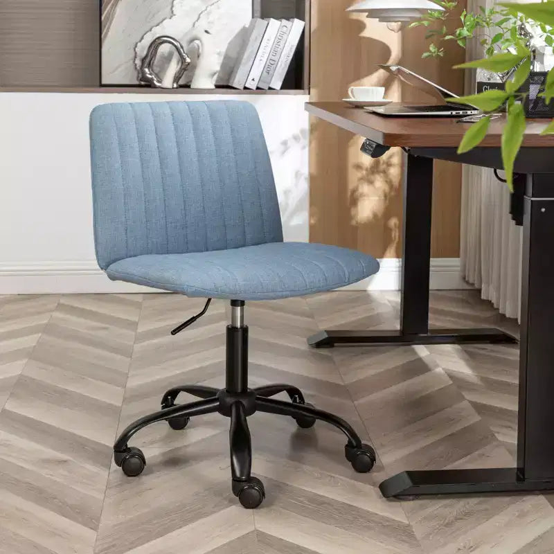 Okak Stylish Armless Office Chair, Ergonomic Desk Chair with Adjustable Height and Wheels, 360 Swivel Chair for Home, Office