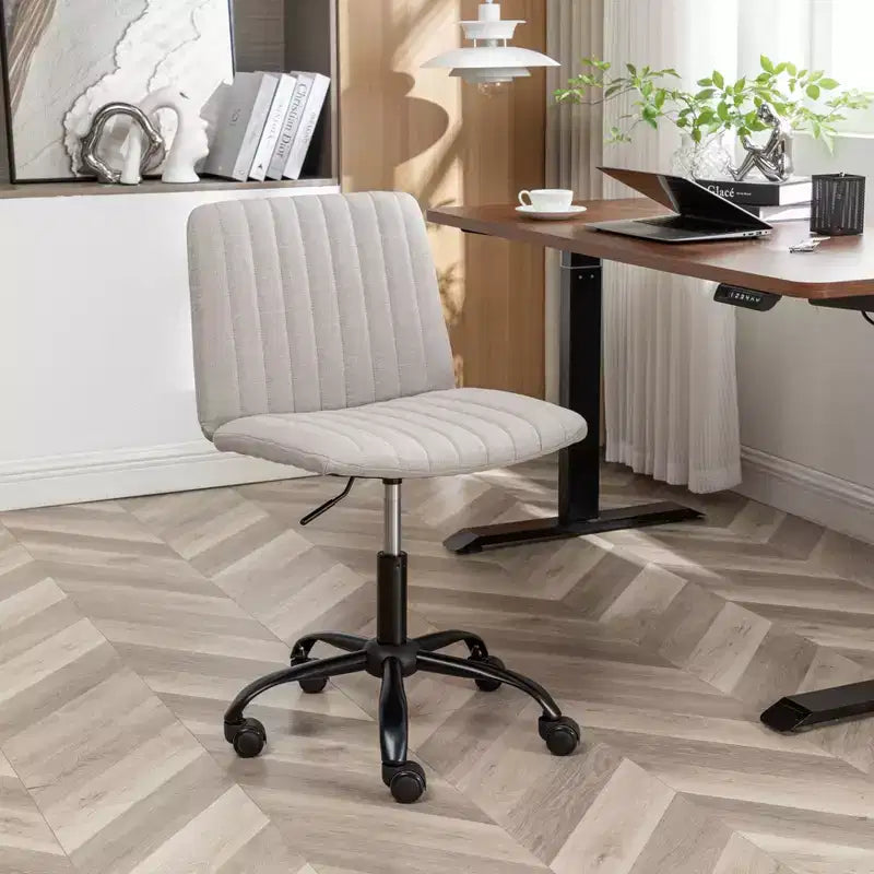 Okak Stylish Armless Office Chair, Ergonomic Desk Chair with Adjustable Height and Wheels, 360 Swivel Chair for Home, Office