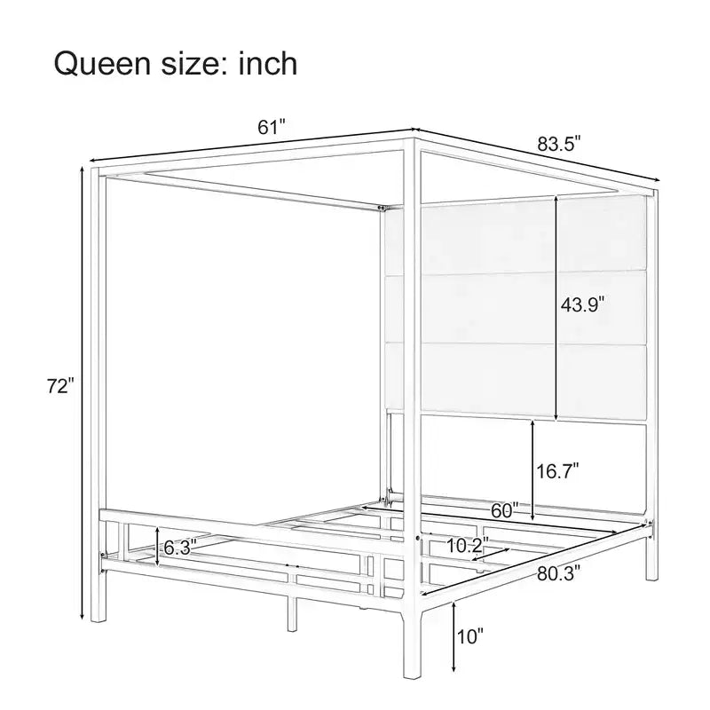 GDFStudio Patrick Modern Queen Canopy Bed with Tall Velvet Upholstered Headboard