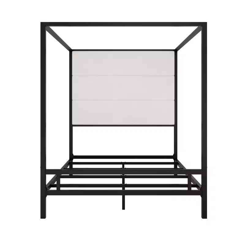 GDFStudio Patrick Modern Queen Canopy Bed with Tall Velvet Upholstered Headboard