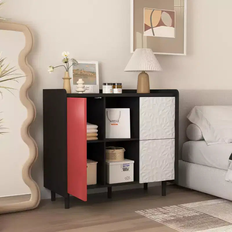 Okak Modern Sideboard Buffet Cabinet, Storage Cabinet with 1 Door and 2 Drawers, Bar Cabinet for Living Room, Entryway, Hallway, Office
