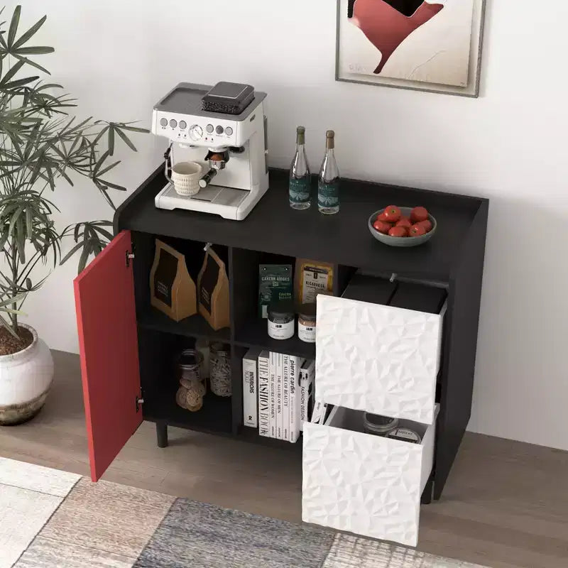 Okak Modern Sideboard Buffet Cabinet, Storage Cabinet with 1 Door and 2 Drawers, Bar Cabinet for Living Room, Entryway, Hallway, Office