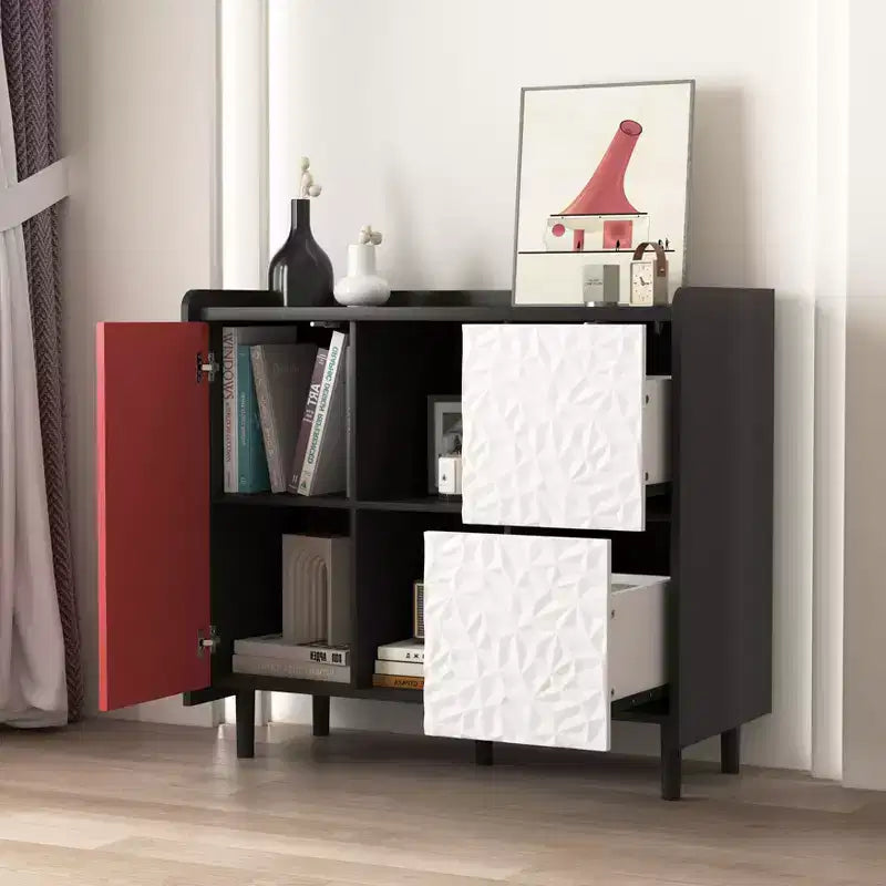 Okak Modern Sideboard Buffet Cabinet, Storage Cabinet with 1 Door and 2 Drawers, Bar Cabinet for Living Room, Entryway, Hallway, Office