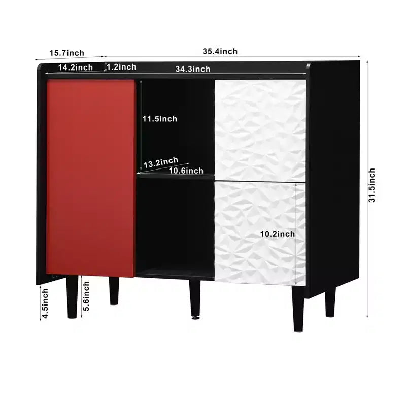 Okak Modern Sideboard Buffet Cabinet, Storage Cabinet with 1 Door and 2 Drawers, Bar Cabinet for Living Room, Entryway, Hallway, Office