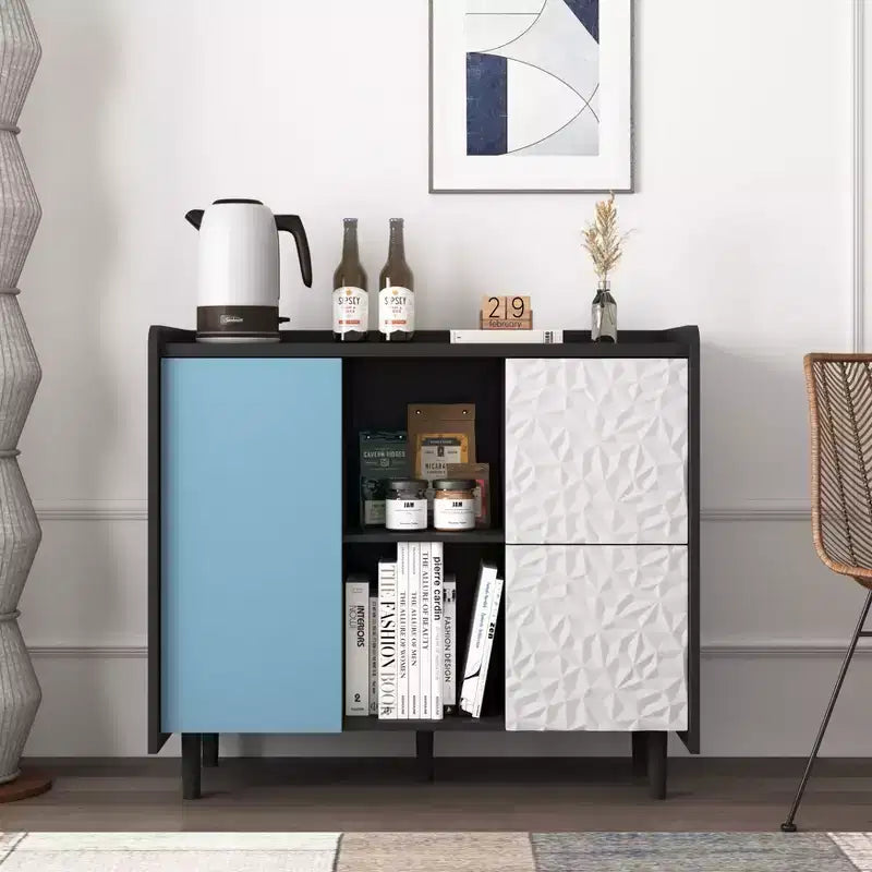 Okak Modern Sideboard Buffet Cabinet, Storage Cabinet with 1 Door and 2 Drawers, Bar Cabinet for Living Room, Entryway, Hallway, Office