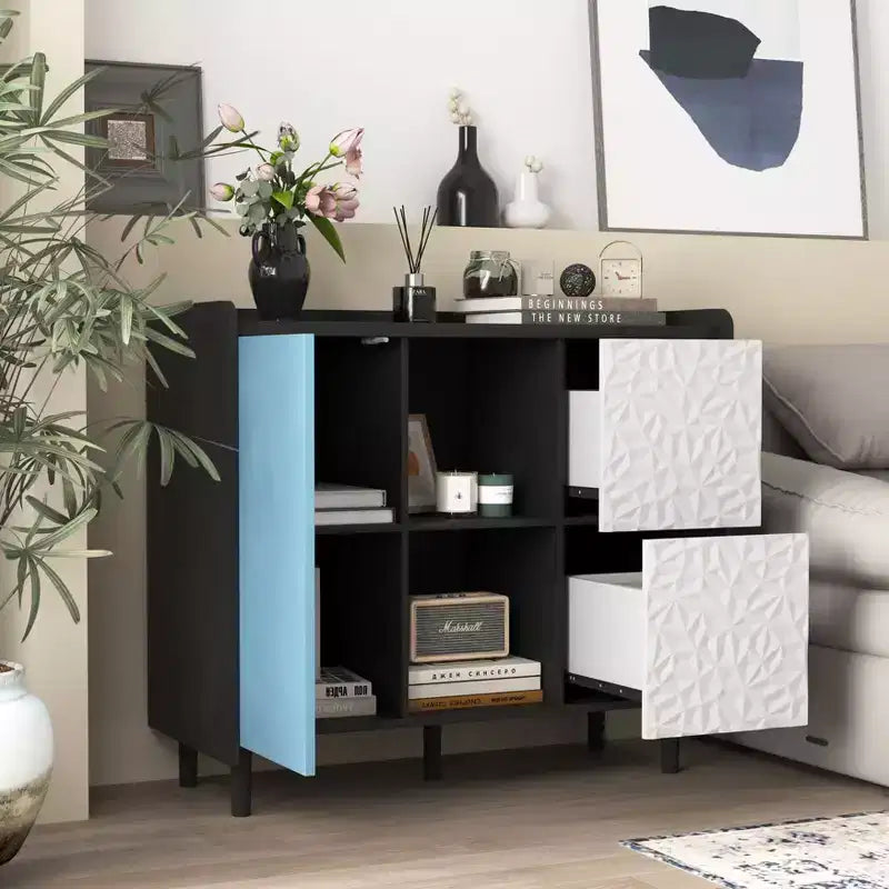 Okak Modern Sideboard Buffet Cabinet, Storage Cabinet with 1 Door and 2 Drawers, Bar Cabinet for Living Room, Entryway, Hallway, Office