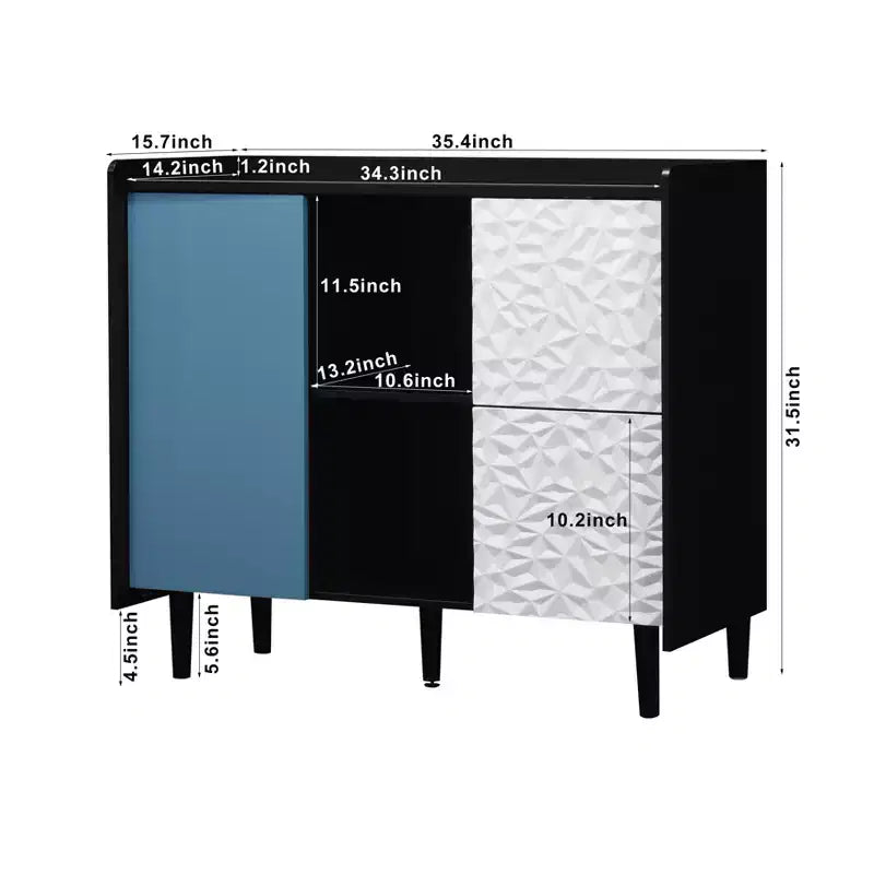 Okak Modern Sideboard Buffet Cabinet, Storage Cabinet with 1 Door and 2 Drawers, Bar Cabinet for Living Room, Entryway, Hallway, Office