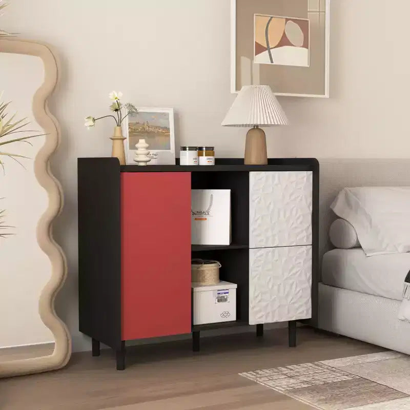 Okak Modern Sideboard Buffet Cabinet, Storage Cabinet with 1 Door and 2 Drawers, Bar Cabinet for Living Room, Entryway, Hallway, Office