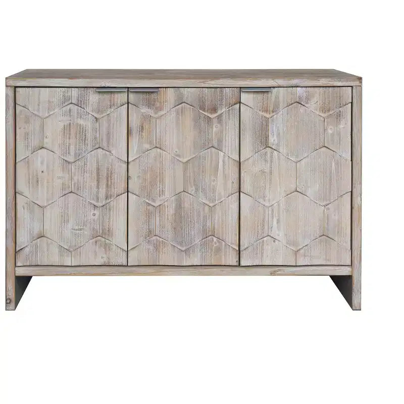 Okak Farmhouse Accent Cabinet, Sideboard Cabinet with Four Carved Patterns Doors, Storage Cabinet for Kitchen, Dining Room, Entryway