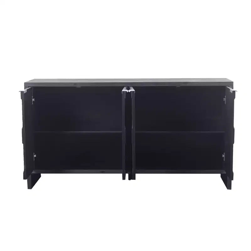 Okak Farmhouse Accent Cabinet, Sideboard Cabinet with Four Carved Patterns Doors, Storage Cabinet for Kitchen, Dining Room, Entryway