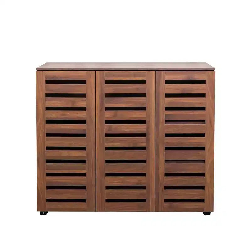 Meuble à chaussures Okak, meuble à chaussures 5 niveaux avec trois portes et étagères réglables, range-chaussures pour entrée, salon, couloir